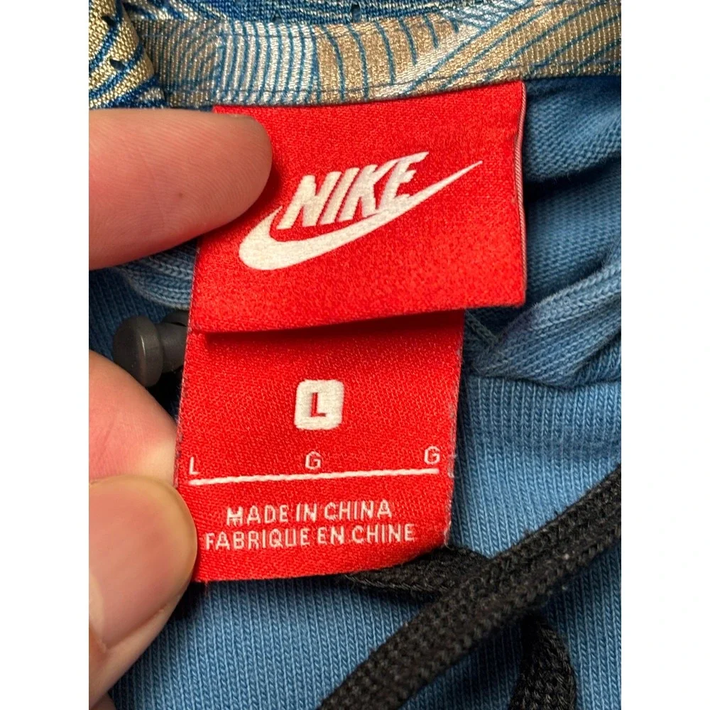 Nike Air‎ Blue Short Sleeve Hoodie Athletic Tech Fleece Mens Size L